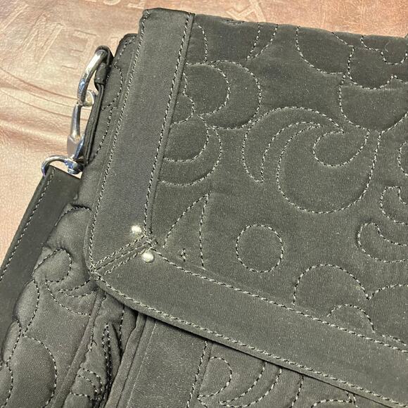 Vera Bradley Black Quilted Floral Laptop Messenger Bag Briefcase Adjustable‎ - Picture 2 of 16